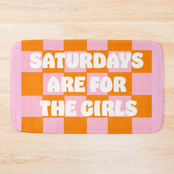 Item preview, saturdays are for the girls checkered orange Danish Pastel, Preppy Art, preppy Blue, Preppy Dorm, Preppy Dorm Room, designed and sold by mariahmoniquedesign.