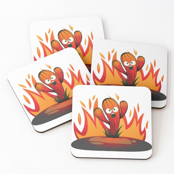 Item preview, shouting angry Cactus man standing alone in desert with fire flames designed and sold by Muditha88.