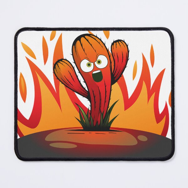 Item preview, shouting angry Cactus man standing alone in desert with fire flames designed and sold by Muditha88.