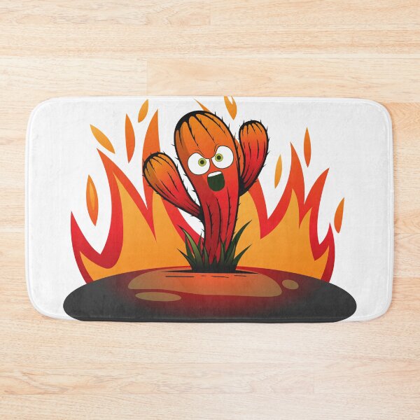 Item preview, shouting angry Cactus man standing alone in desert with fire flames designed and sold by Muditha88.