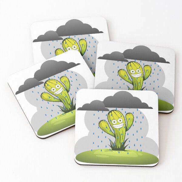 Item preview, happy smiling isolated dancing cactus on rain with dark clouds designed and sold by Muditha88.