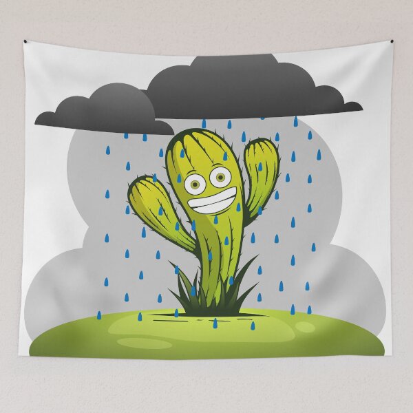 Item preview, happy smiling isolated dancing cactus on rain with dark clouds designed and sold by Muditha88.