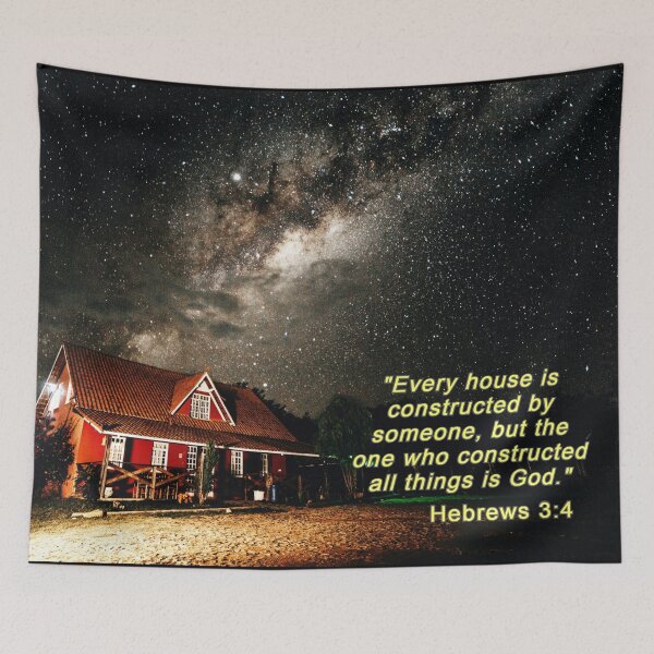 Item preview, Milky Way over House - Bible Verses - Hebrews 3:4 designed and sold by DEL-Productions.