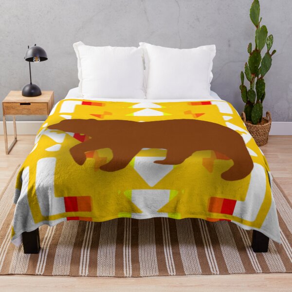 Item preview, Golden Yellow / White Native Bear Blanket Print designed and sold by JMWCD.