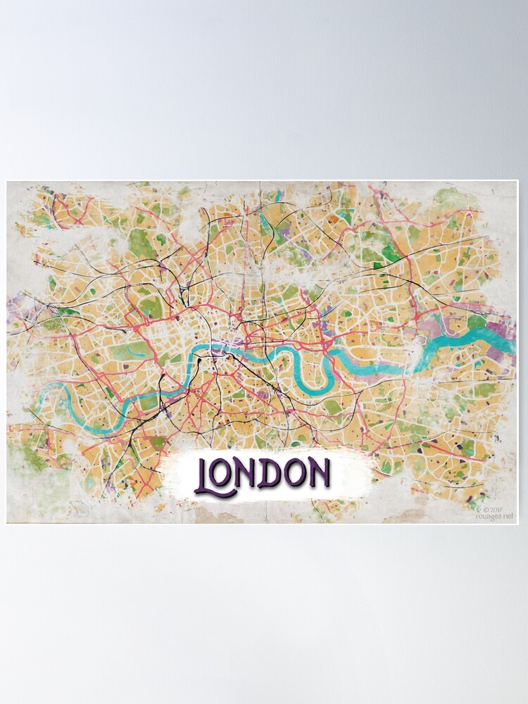 Thumbnail 1 of 3, Poster, Watercolor Map of London designed and sold by madday.