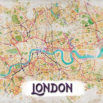 Artwork thumbnail, Watercolor Map of London by Rouages Design