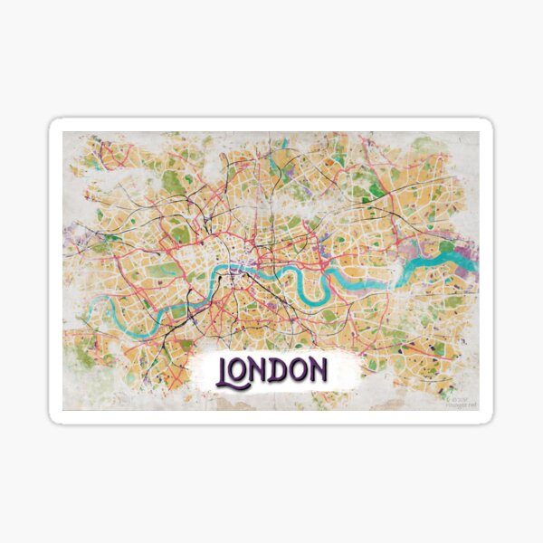 Watercolor Map of London Sticker