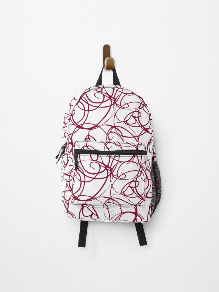 Thumbnail 1 of 3, Backpack, Overlapping Swirl Pattern Dark Red designed and sold by noiramcreates.