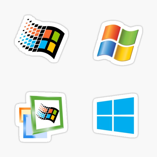 Windows logo evolution through the ages Sticker