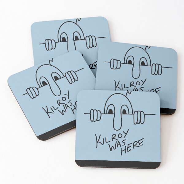 Item preview, Kilroy Was Here black letters  blue background Floor Pillow designed and sold by depnerlbcaddyw1.