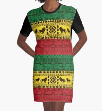 African Traditional Pattern Lions rasta Graphic T-Shirt Dress