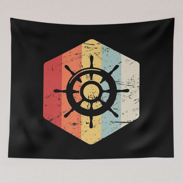 Item preview, Retro Vintage Ship's Wheel & Sailing Boat Captain designed and sold by ngferewr.
