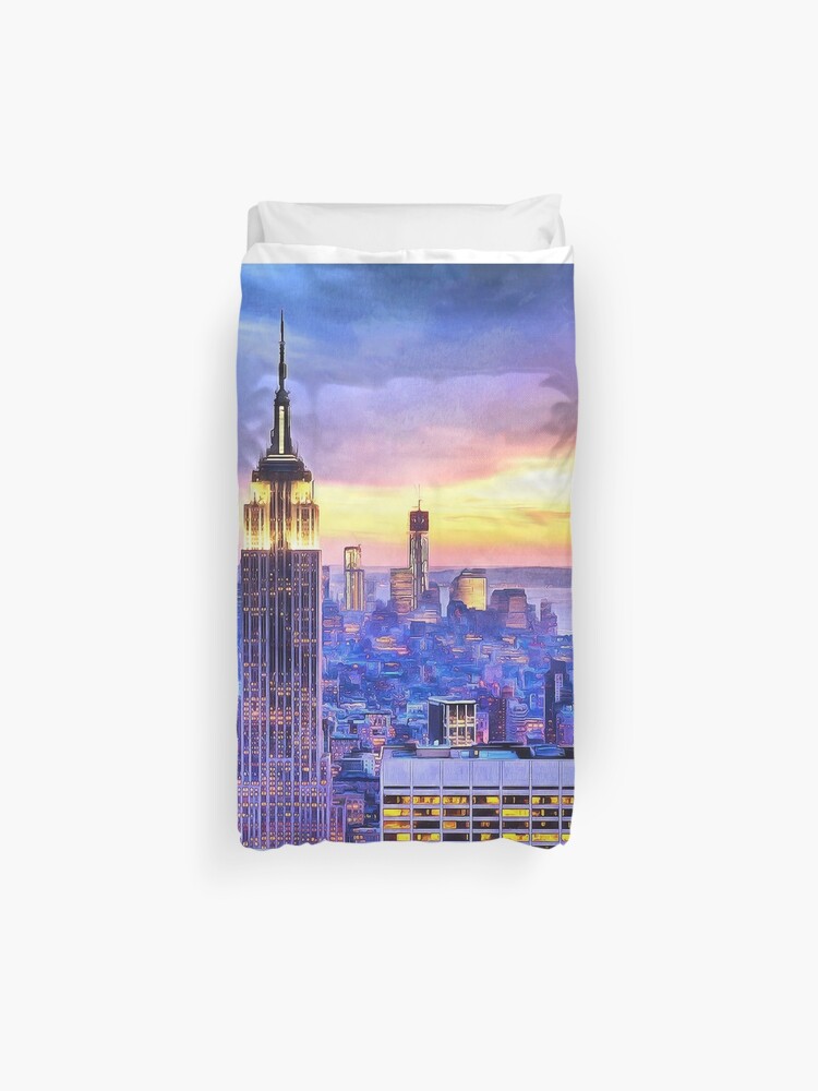Nyc Sunset Watercolor Painting New York City Big Apple Brooklyn