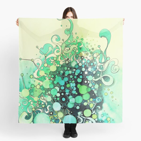 Visible Connections - Watercolor and Pen Art Scarf
