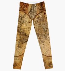 Traveller Gifts travel souvenir vintage world map Leggings