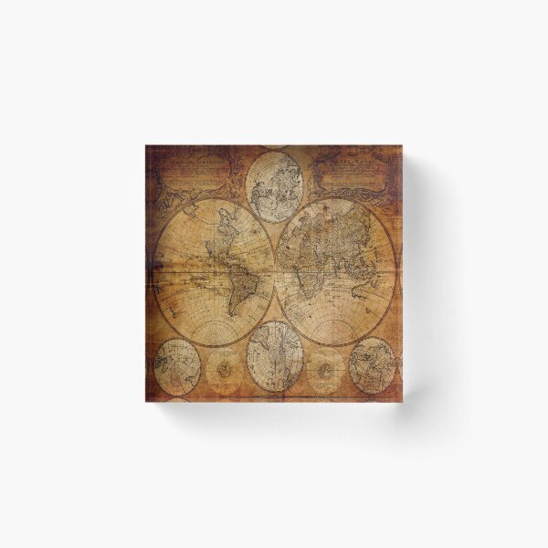 Traveller Gifts travel souvenir vintage world map Acrylic Block