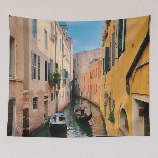 Item preview, Gondolier in Narrow Venice Canal - Watercolour Style designed and sold by WWWC2288.