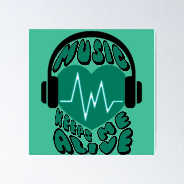Item preview, Music Keeps Me Alive Heart Headphones Turquoise designed and sold by everything4eva.