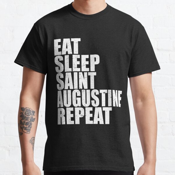 Item preview, Eat Sleep St. Augustine Saint Augustine Florida Repeat Vacation Travel Shirt Vintage Style Distressed Stressed designed and sold by arcadetoystore.