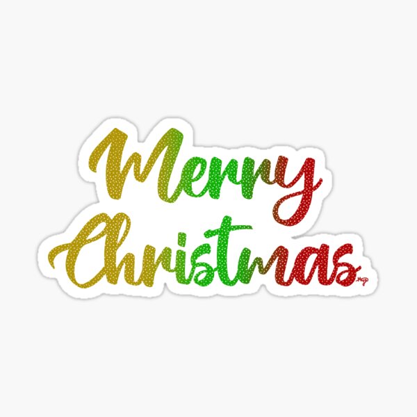 Merry Christmas Glitter Sticker For Sale By Art By Mya Redbubble