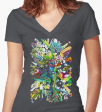 Tubes of Wonder - Abstract Watercolor + Pen Illustration Women's Fitted V-Neck T-Shirt