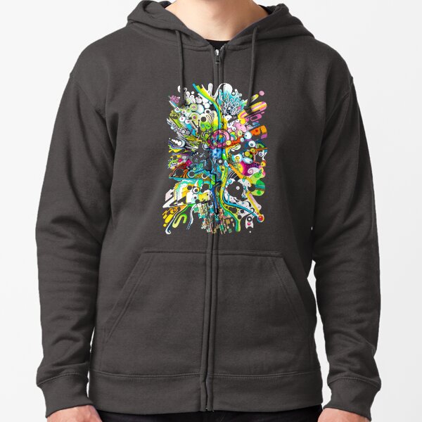 Tubes of Wonder - Abstract Watercolor + Pen Illustration Zipped Hoodie