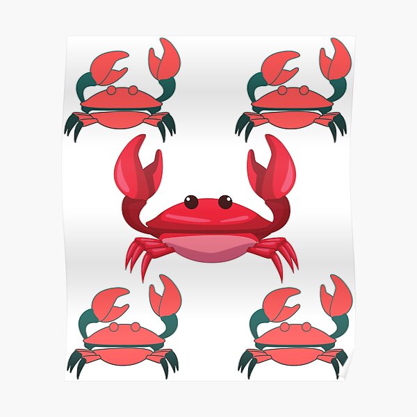 "Red Crabs Dancing a Dance Beautiful Sea Creatures" Poster for Sale
