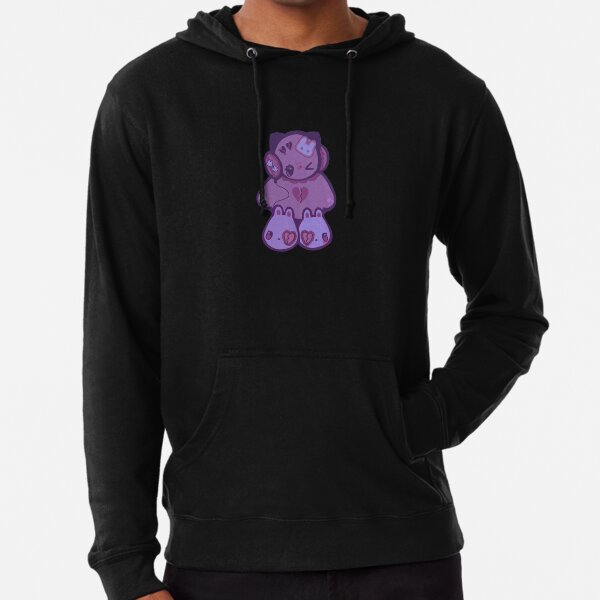 Lila Katze mit gebrochenem Herzen Leichter Hoodie