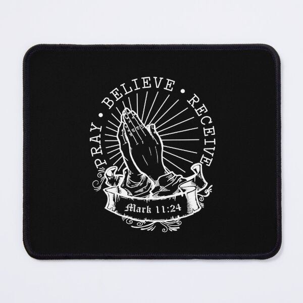 Item preview, Pray Believe Receive Mark 11:24 Praying Hands Christian Bible Verse Quote designed and sold by Wear-Christ.