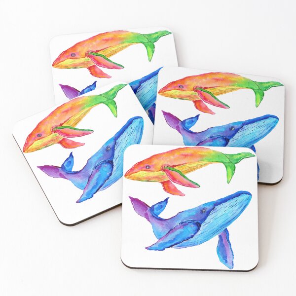 Item preview, Two Giant Whales Painted With Watercolors - Beautiful Sea Creatures designed and sold by ShaStyle ArtFo.