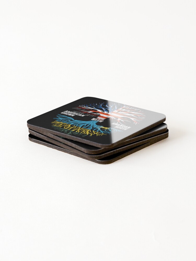 Thumbnail 4 of 5, Coasters (Set of 4), American Grown With Rwandan Roots Rwanda Flag designed and sold by MoHaCo.
