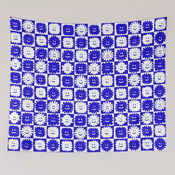 Item preview, Happy Flowers in blue designed and sold by studioanalog.