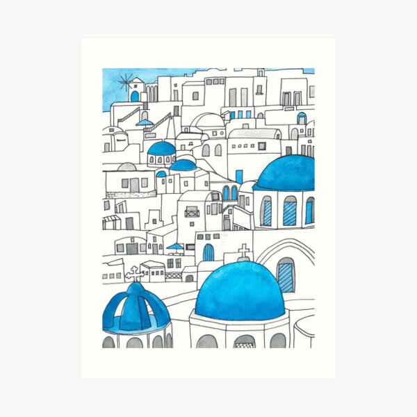 Santorini Blue and White Paradise Art Print