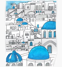 Santorini blaues und weißes Paradies Poster