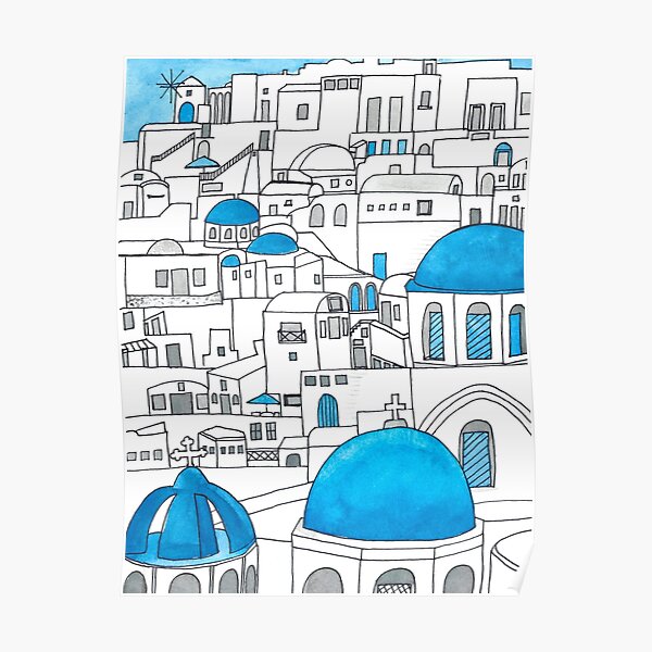 Santorini Blue and White Paradise Poster