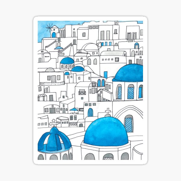 Santorini Blue and White Paradise Sticker