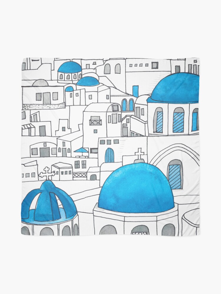 Alternate view of Santorini Blue and White Paradise Scarf