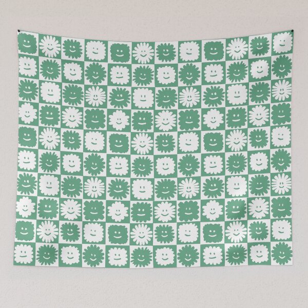 Item preview, Happy Flowers in turquoise designed and sold by studioanalog.