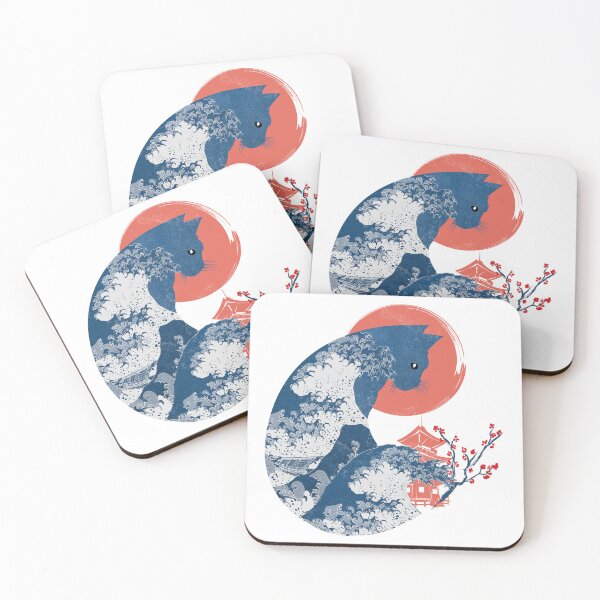 Item preview, Famous Great Wave Kanagawa Ukiyo-e Neko Kaiju Whimsical Theme designed and sold by Ngan-Jasmine.