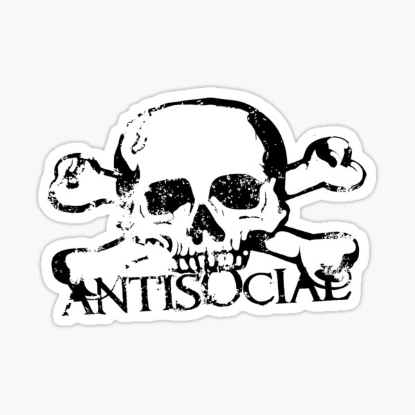 Antisocial Skull Sticker