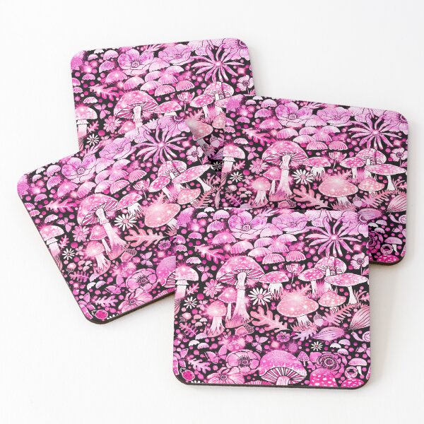 Item preview, Pink Mushrooms and pink fungi Autumn forest Fall barbiecore designed and sold by MagentaRose.