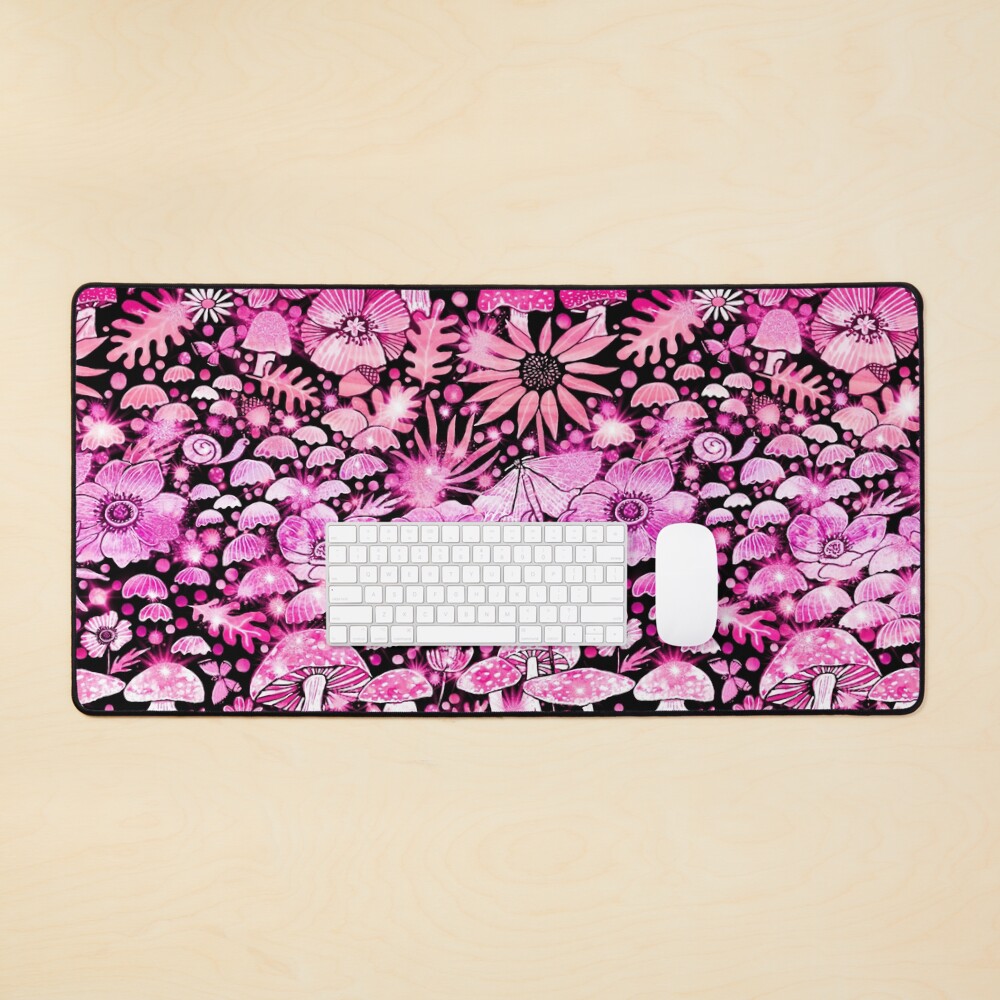 Pink Mushrooms and pink fungi Autumn forest Fall barbiecore Mouse Pad