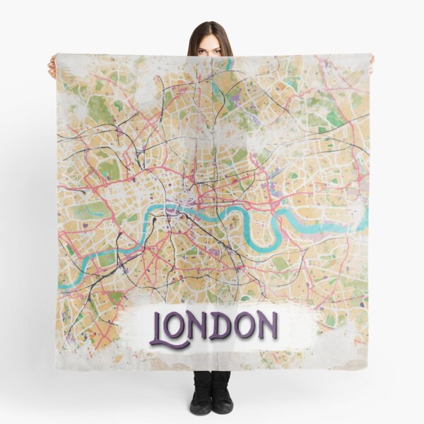 Watercolor Map of London Scarf