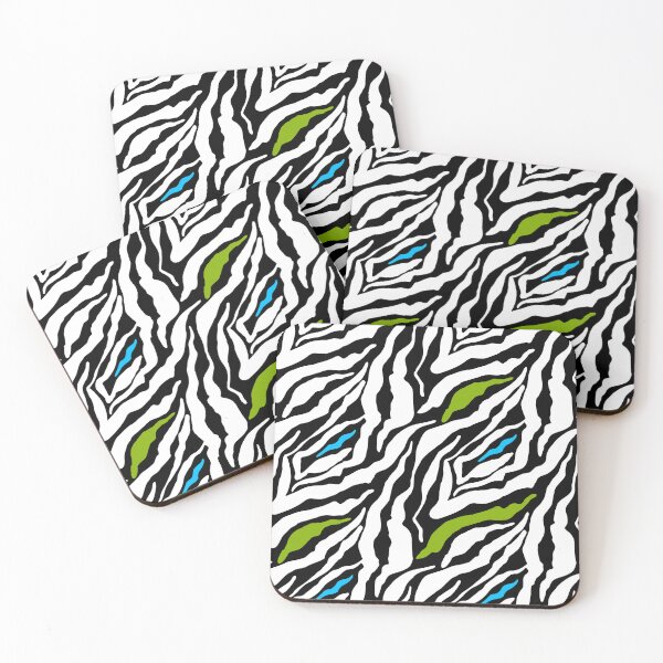 GOWILD zebra Endlos Muster - grün blau schwarz - Variation Untersetzer (4er Set)