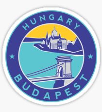 Budapest Chain Bridge, circle blue Sticker