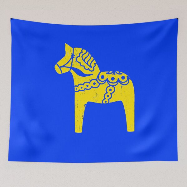 Item preview, Yellow Dala Horse Swedish Distressed Sweden Dalahost designed and sold by funnytshirtemp.