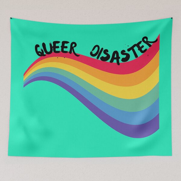 Item preview, Queer Disaster Curved Rainbow For Pride Month In Green designed and sold by LuckyKermit.