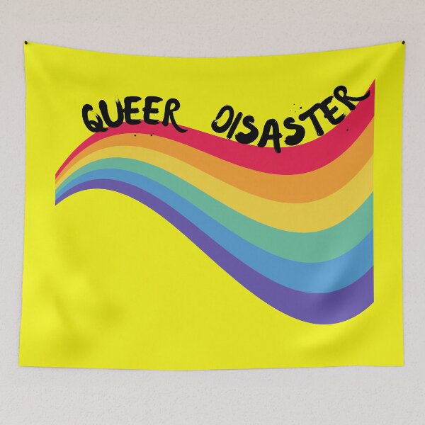 Item preview, Queer Disaster Curved Rainbow For Pride Month In Yellow designed and sold by LuckyKermit.