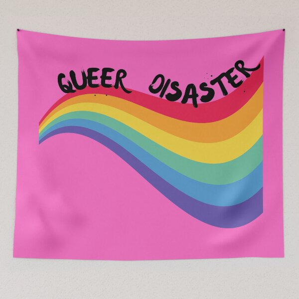 Item preview, Queer Disaster Curved Rainbow For Pride Month In Pink designed and sold by LuckyKermit.