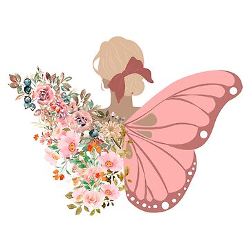 mujer con alas de mariposa en un campo de flores